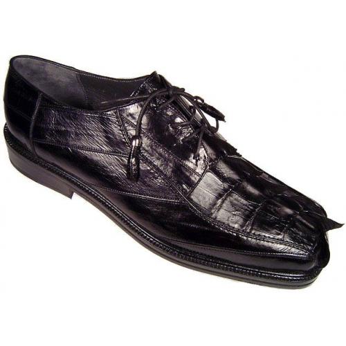 Romano "Lucas" Black Genuine Crocodile Tail/Eel  Shoes